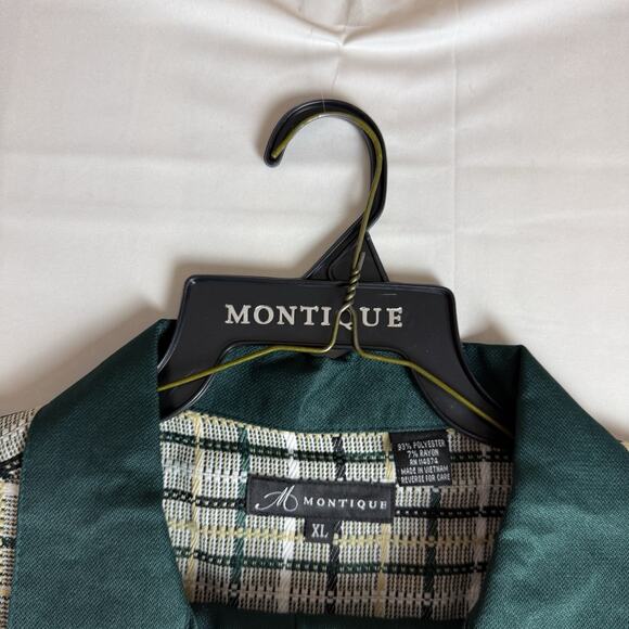 NWT Montique‎ Travel Line Shirt Mens L 42 Green Plaid Long Sleeve Button Down - Picture 6 of 9